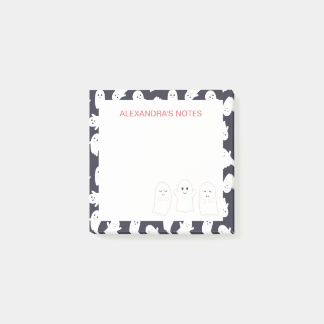Friendly Ghosts Halloween Pattern Post-it Klebezettel (Vorderseite)