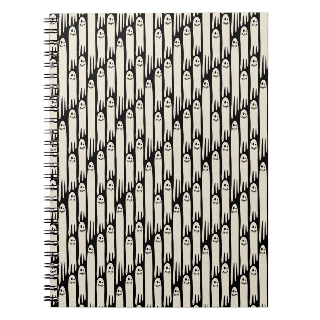 Friendly Ghosts on Cream and Pink – Halloween Patt Notizblock (Vorderseite)