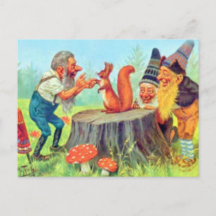 Friendly Gnomes Beobachten Sie ein Eichhörnchen Postkarte