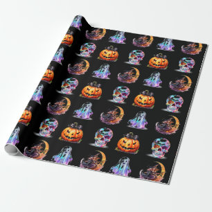 Friendly Icons Grid Halloween Black Fun Holiday Geschenkpapier