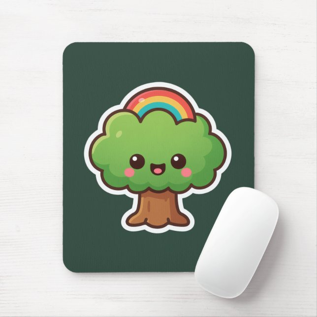 Friendly Kawaii Tree Mousepad (Mit Mouse)