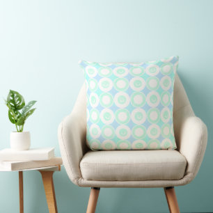 Friendly lächelt Aquamarine Blue White Kissen