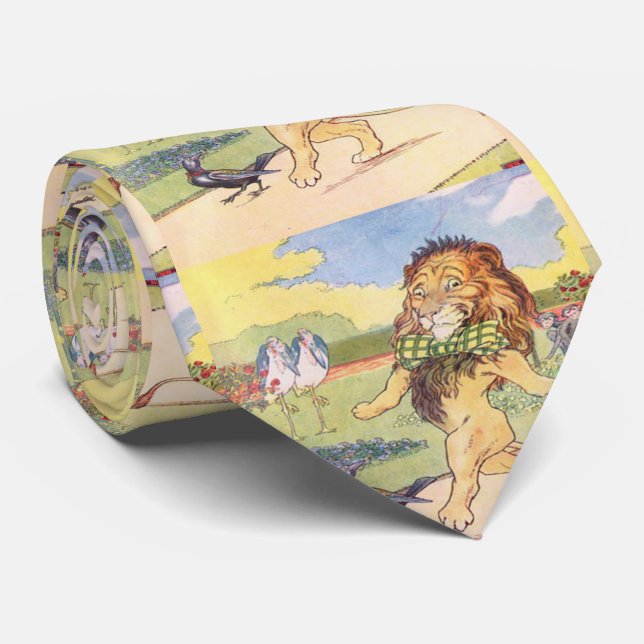 Friendly Lion Print Necktie Krawatte (Gerollt)
