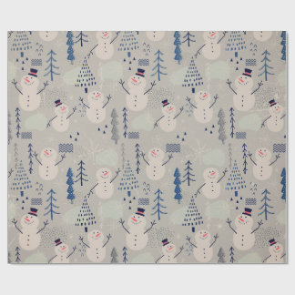 Friendly Little Snowman - grau Geschenkpapier
