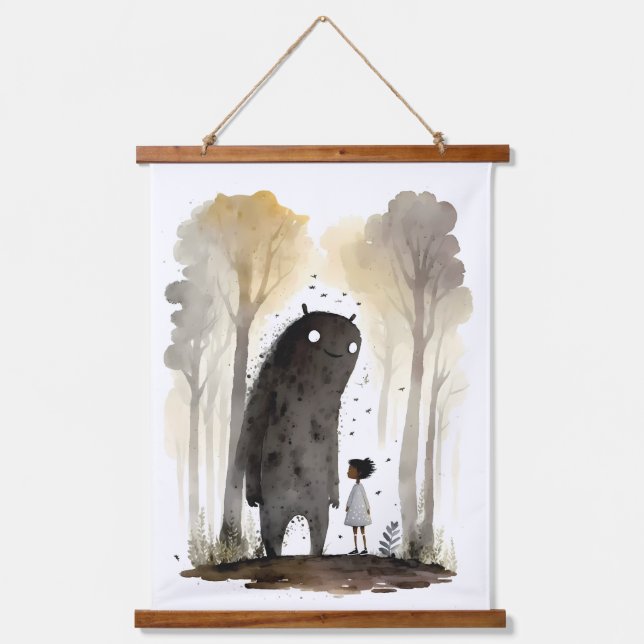 Friendly Monster Wandteppich Mit Holzrahmen (Vorderseite)