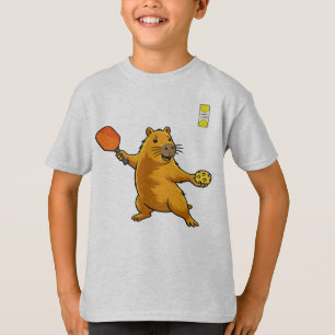 Friendly Pickleball-Logo und Capybara mit Paddle T-Shirt