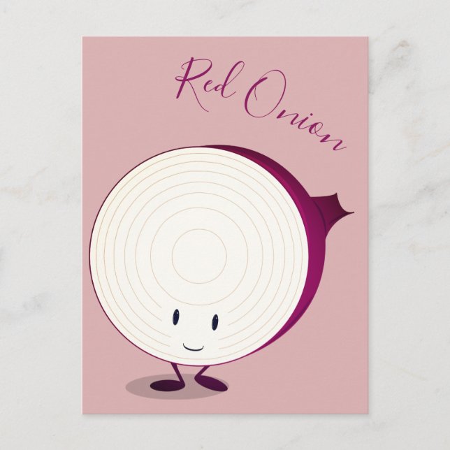 Friendly Red Onion Cartoon Character | Postkarte (Vorderseite)