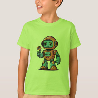 Friendly Robot Cartoon Kids' T - Shirt