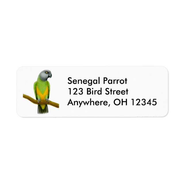 Friendly Senegal Parrot Label (Vorne)