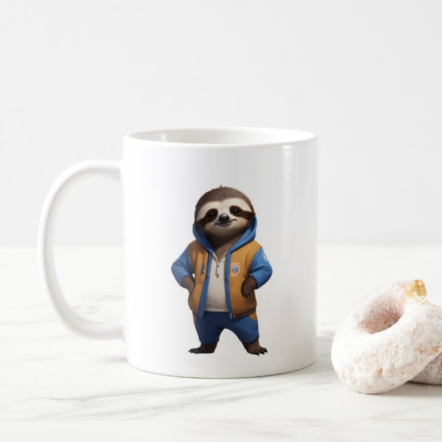 Friendly Sloth Illustration Kaffeetasse (Mit Donut)
