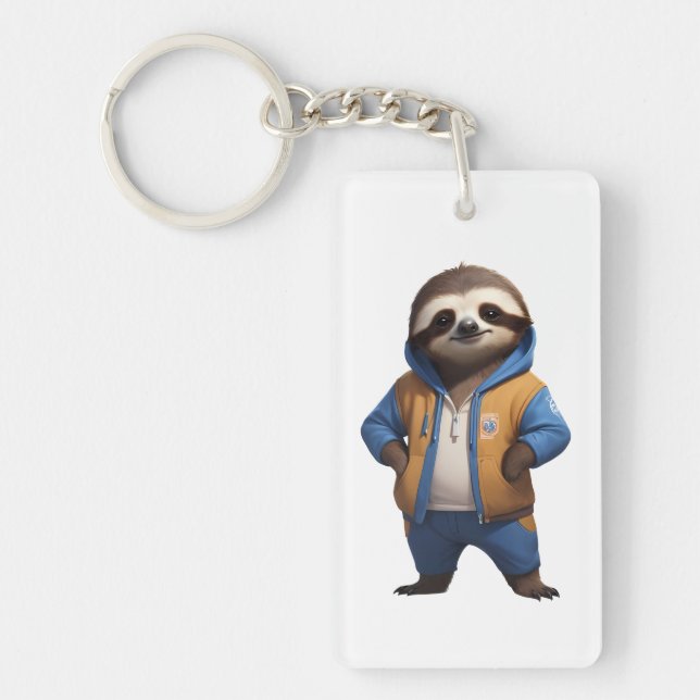 Friendly Sloth Illustration Schlüsselanhänger (Vorderseite)