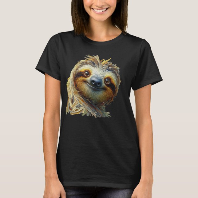 Friendly Sloth T - Shirt Ölgemälde (Vorderseite)