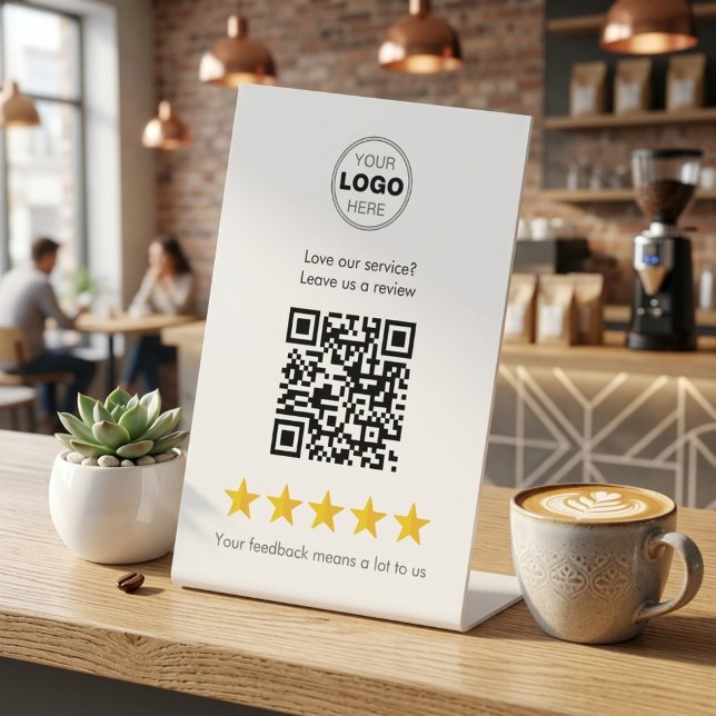 Friendly Small Business Review QR-Code Sockelschild (Grow Your Five-Star Reviews! Professional QR Code Pedestal Sign for Small Business)
