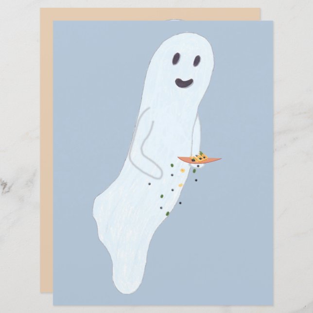 Friendly Snacking Ghost Halloween Scrapbook Paper (Vorne/Hinten)