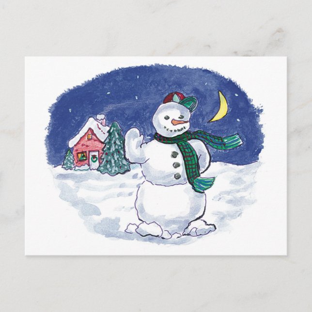 Friendly Snowman Postkarte (Vorderseite)
