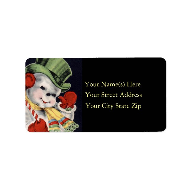 Friendly Snowman Vintag Address Label Adressaufkleber (Vorne)