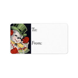 Friendly Snowman Vintag Gift Tag Adressaufkleber