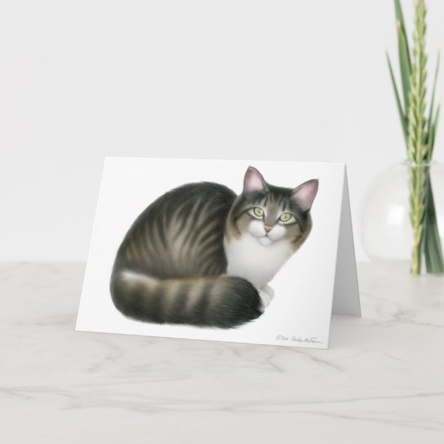 Friendly Tabby Cat Card Karte (Vorderseite)