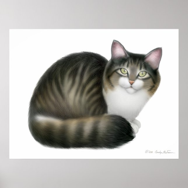 Friendly Tabby Cat Print Poster (Vorne)