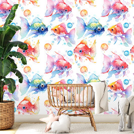 Friendly Watercolor Goldfish Tapete