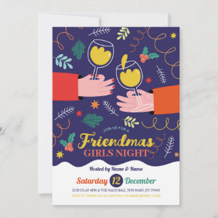 Friendmas Mädchen Nacht Trinken Weihnachten Freund Einladung