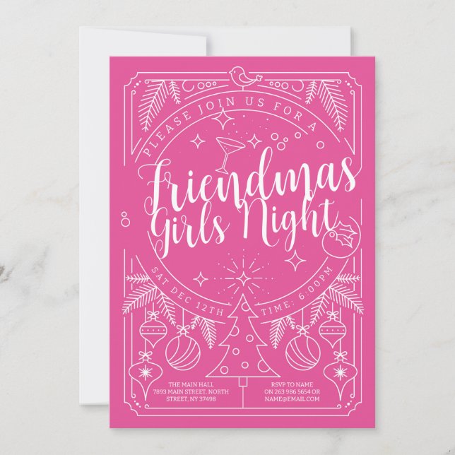 Friendmas Pink Girls Night Friends Einladung