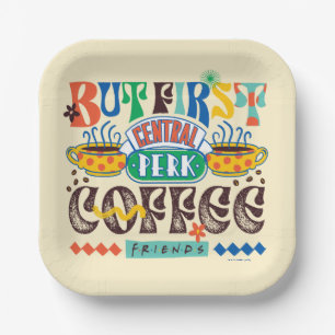 FRIENDS™   Aber First Coffee Vibrant Graphic Pappteller