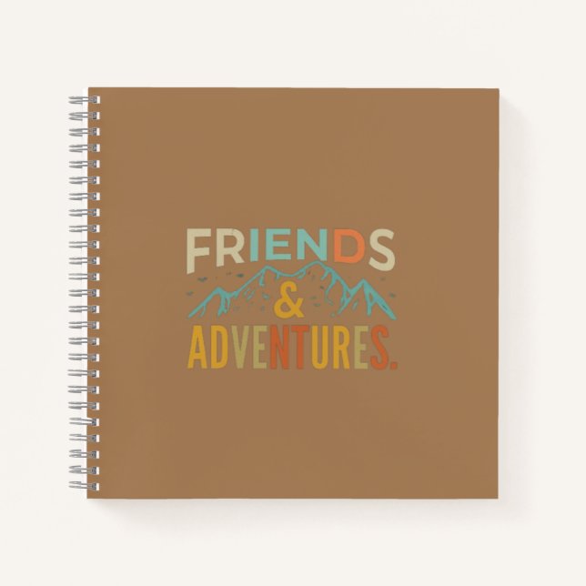 "Friends & Adventures" Multicolor Text Notizbuch (Vorderseite)