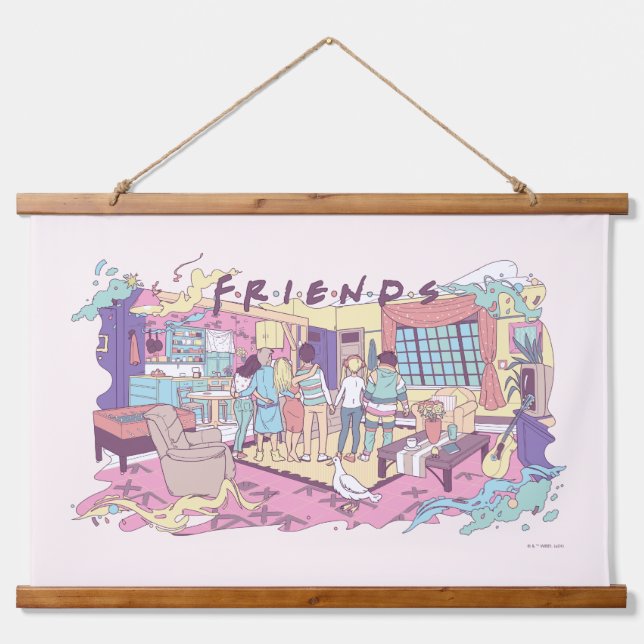 FRIENDS™ | Apartment Cartoon Wandteppich Mit Holzrahmen (Vorne)