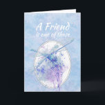 Friends Birthday Blue Dragonfly Kunst, Dichtung un Karte<br><div class="desc">Ein Freund ist einer dieser besonderen Menschen,  die Sie auf dem Weg treffen,  um Ihnen zu helfen,  die Reise zu schätzen. Schöne,  blaue und lila Libelle Wasserfarbe für jemanden,  der Libellen,  Gärten und Teiche Lieben</div>