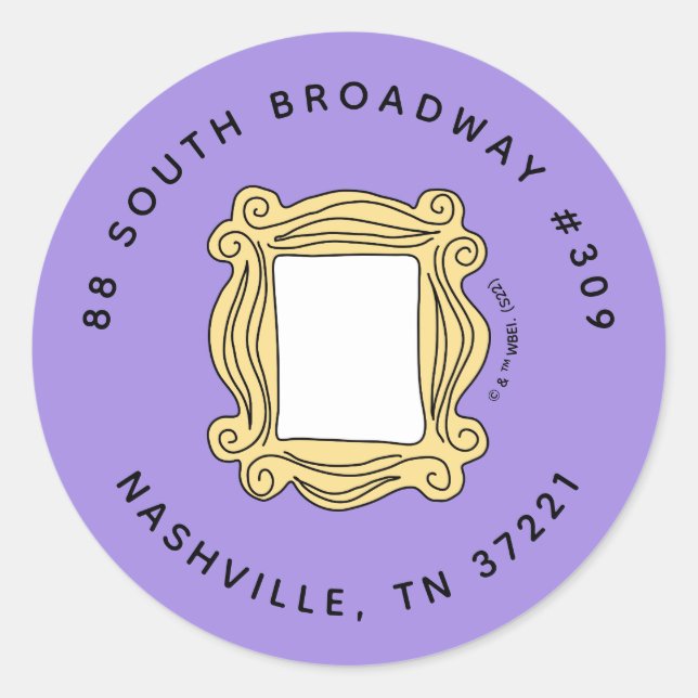 FRIENDS™ | Birthday Peephole Frame Address Runder Aufkleber (Vorderseite)