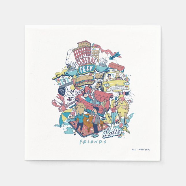 FRIENDS™ | Cartoon Collage Serviette (Vorderseite)