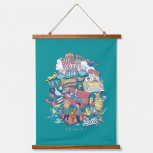 FRIENDS™ Cartoon Collage Wandteppich Mit Holzrahmen