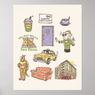 FRIENDS™   Cartoon Icons Grafische Darstellung Poster