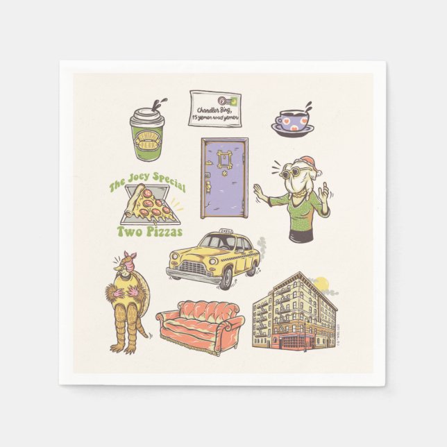 FRIENDS™ | Cartoon Icons Grafische Darstellung Serviette (Vorderseite)