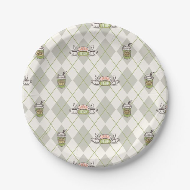 FRIENDS™  | Central Perk Argyle-Muster Pappteller (Vorderseite)