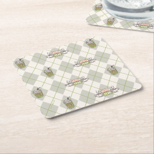 FRIENDS™    Central Perk Argyle Pattern Rechteckiger Pappuntersetzer