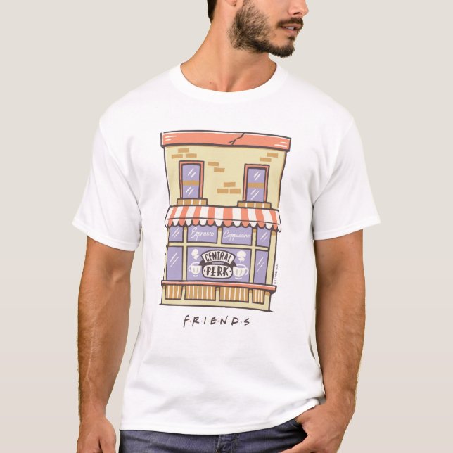 FRIENDS™ | Central Perk Cartoon Coffee Shop T-Shirt (Vorderseite)