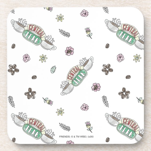 FRIENDS™ | Central Perk Coffee Watercolor Muster Getränkeuntersetzer (Vorderseite)