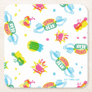FRIENDS™   Central Perk Neon Pattern Rechteckiger Pappuntersetzer