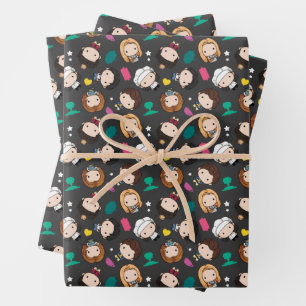 FRIENDS™ Character Chibi-Muster Geschenkpapier Set