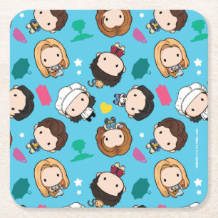 FRIENDS™ Character Chibi-Muster Rechteckiger Pappuntersetzer