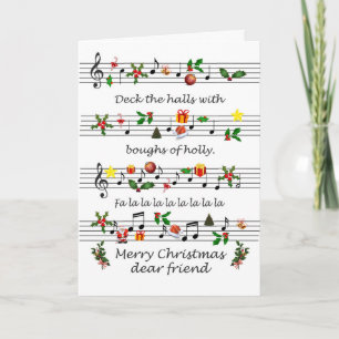 Friends Christmas Sheet Music Decke Die Hallen Feiertagskarte