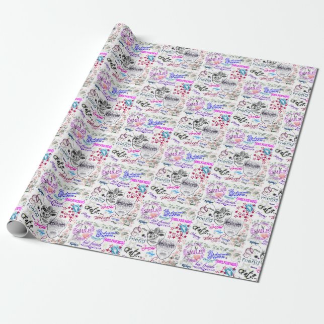 Friends Collage Wrapping Paper Geschenkpapier (Ungerollt)