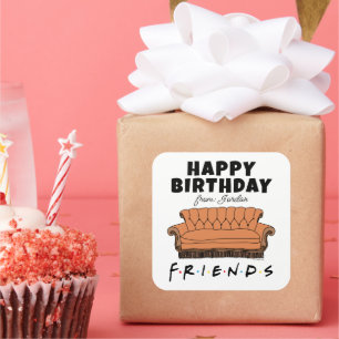FRIENDS™ Couch   Geburtstagsgeschenk-Etikett Quadratischer Aufkleber