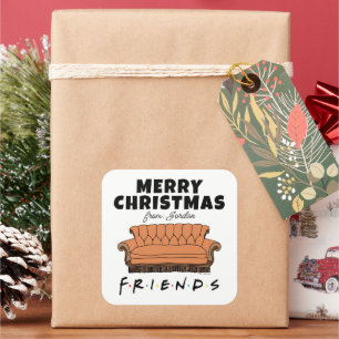 FRIENDS™ Couch Weihnachtsgeschenkmarke Quadratischer Aufkleber