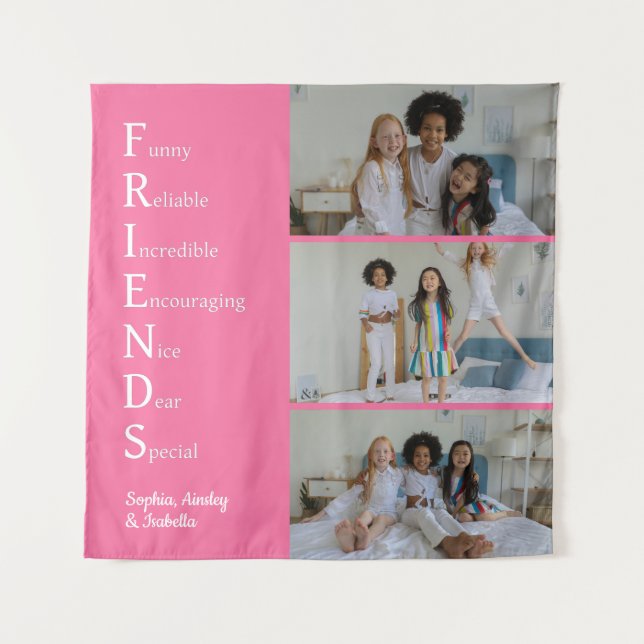 FRIENDS Custom Foto Pink Tapestory Wandteppich (Vorderseite)