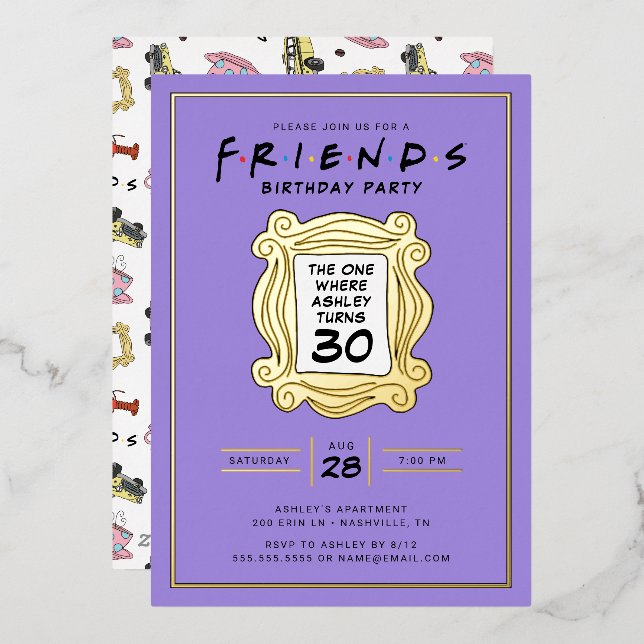 FRIENDS™ | Der mit dem 30. Geburtstag Folieneinladung (Vorderseite/Rückseite)