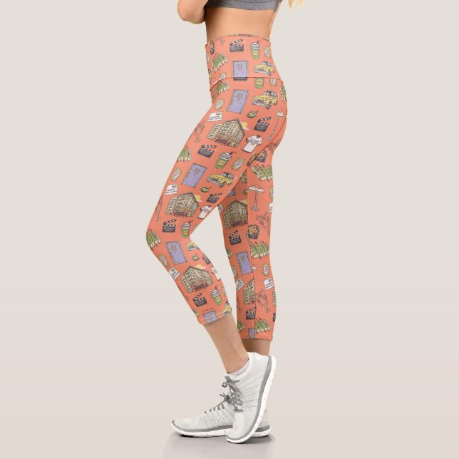 FRIENDS™ Farbiges Icons-Muster Capri Leggings (Links)