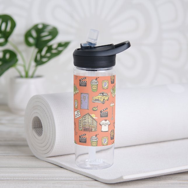 FRIENDS™ Farbiges Icons-Muster Trinkflasche (Yoga)